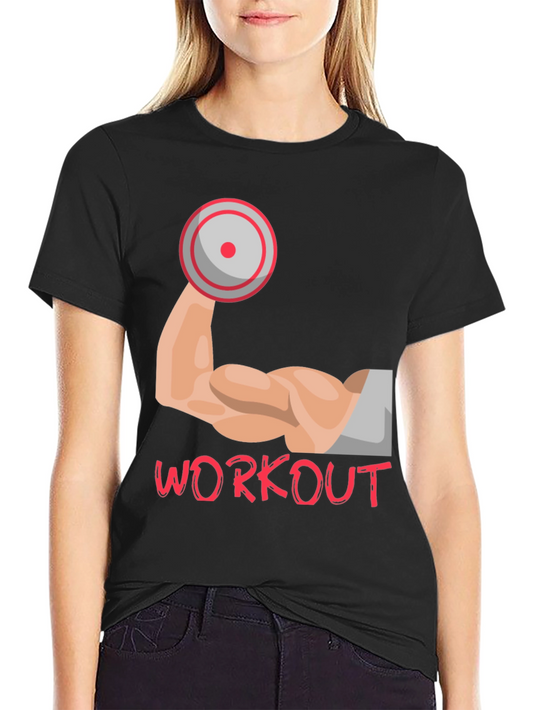 Workout Graphic Tee - Muscle Arm Dumbbell Design