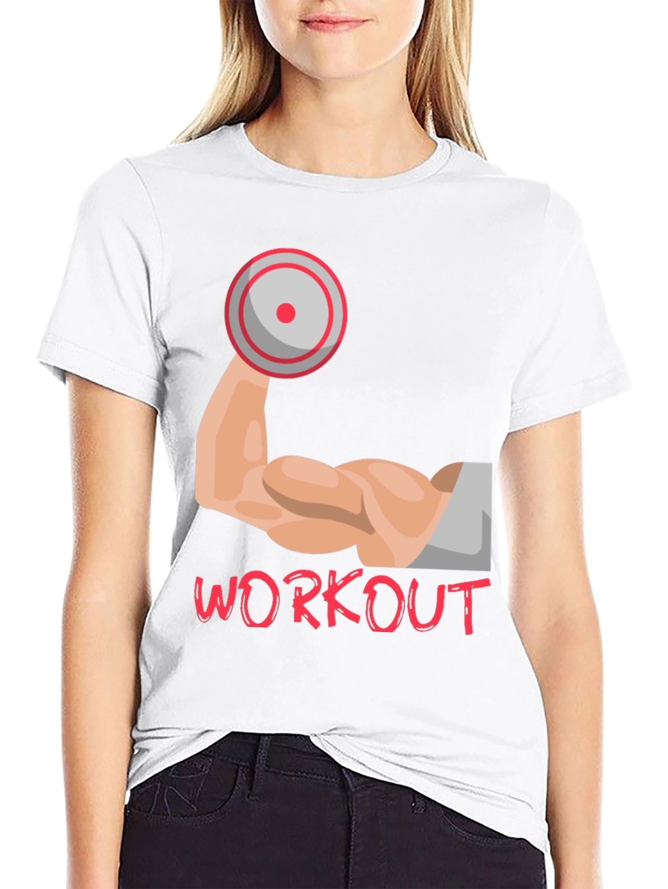 Workout Graphic Tee - Muscle Arm Dumbbell Design