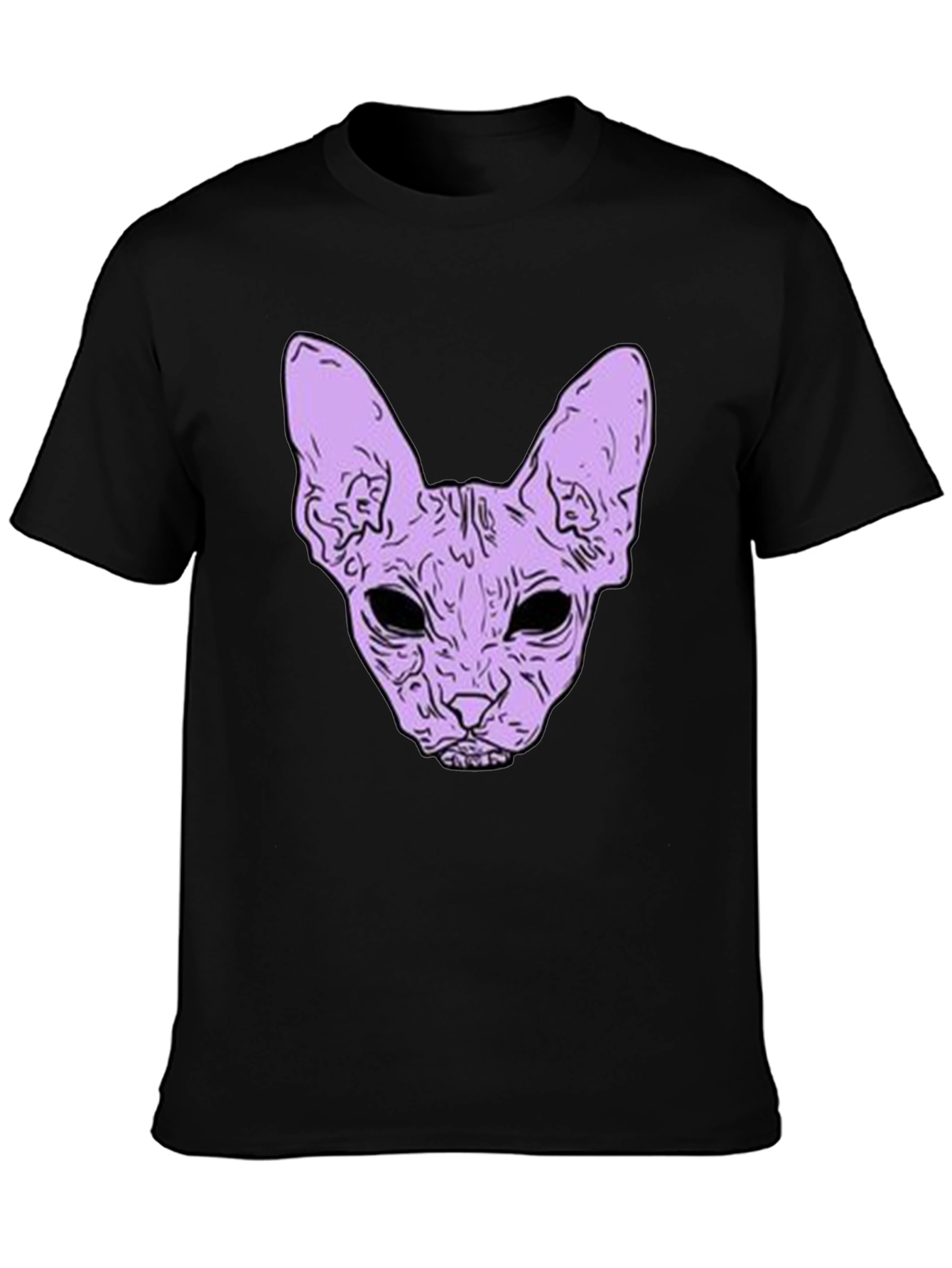 Sphynx Cat Graphic Tee - Black Cotton Shirt