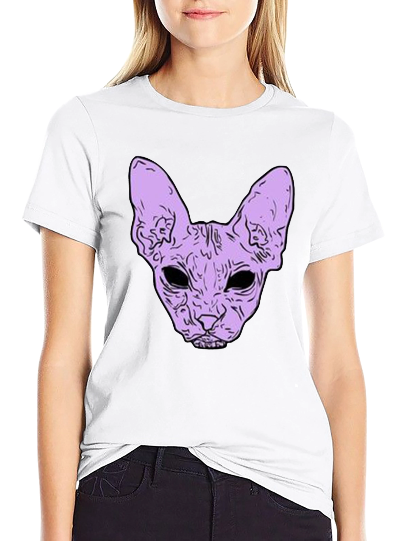 Sphynx Cat Graphic Tee - Black Cotton Shirt