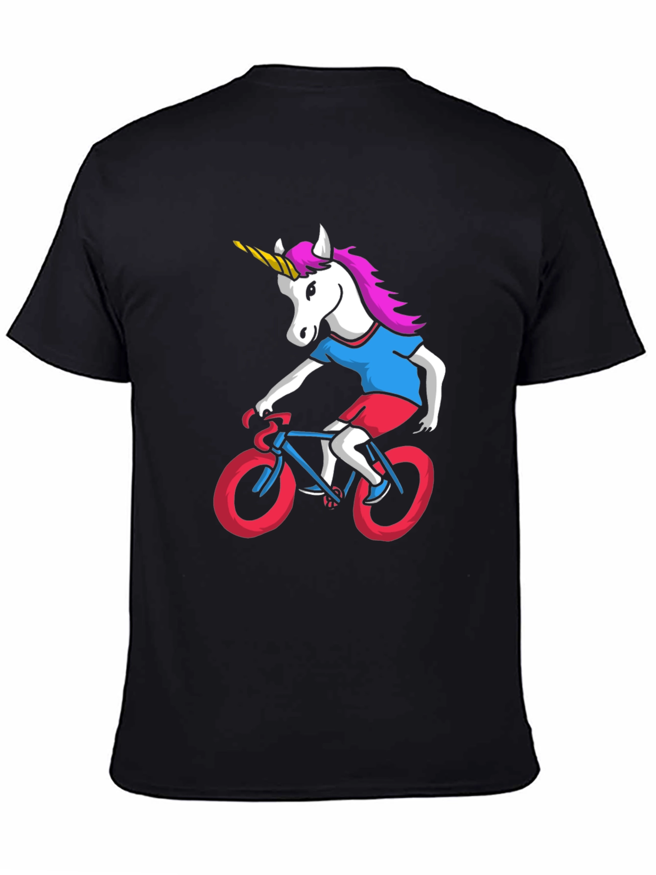 Unicorn Riding Bike Graphic Tee