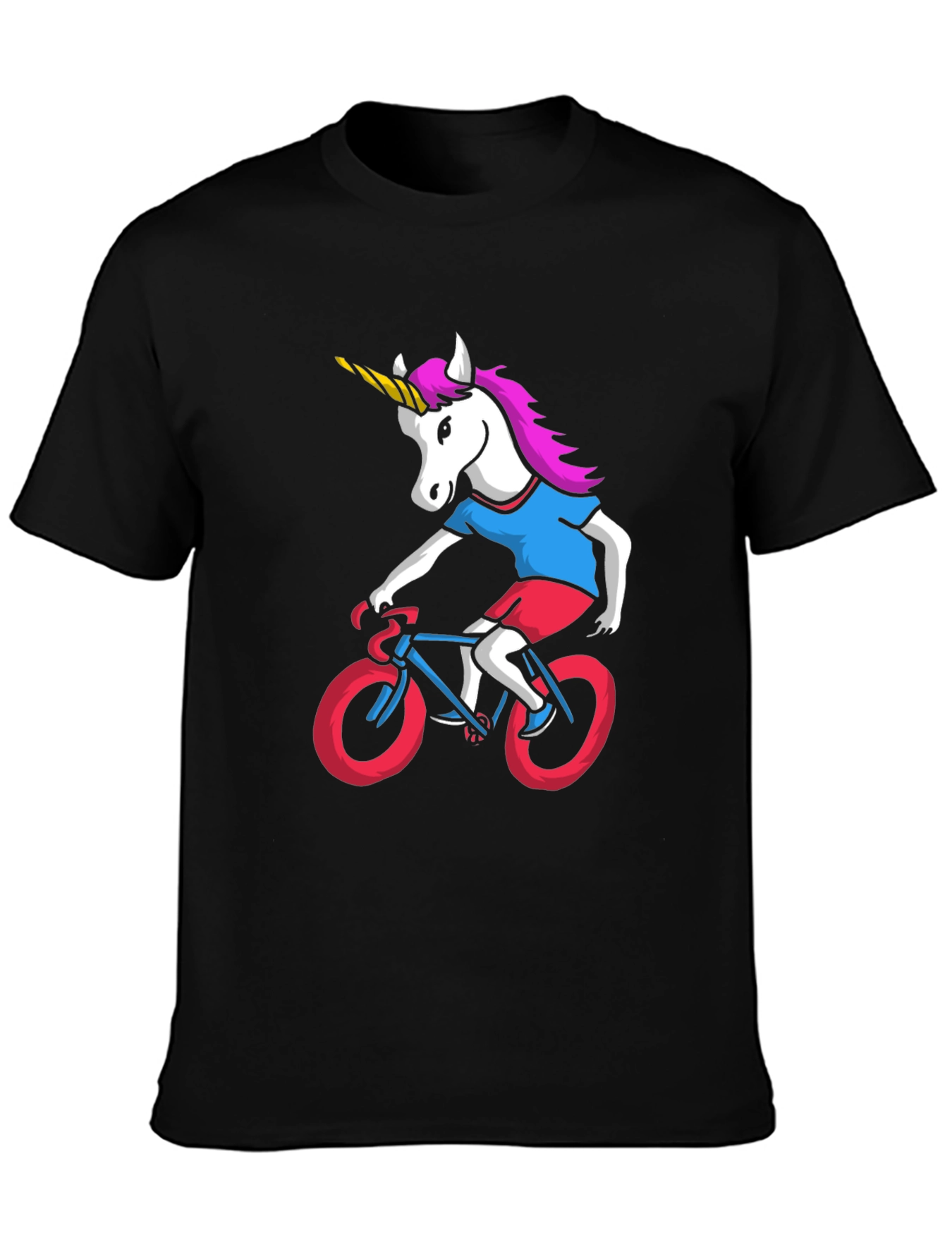 Unicorn Riding Bike Graphic Tee