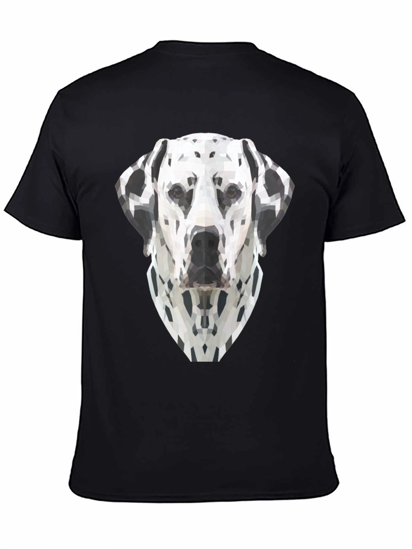 Geometric Dalmatian Dog Graphic Tee - Black