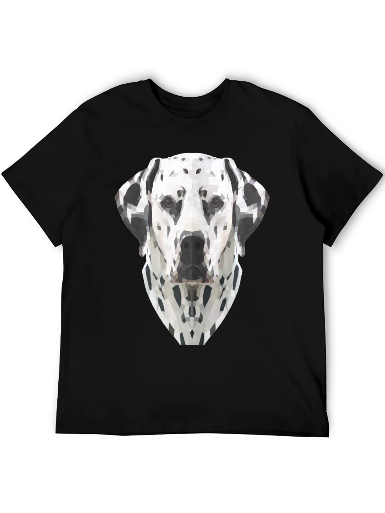 Geometric Dalmatian Dog Graphic Tee - Black