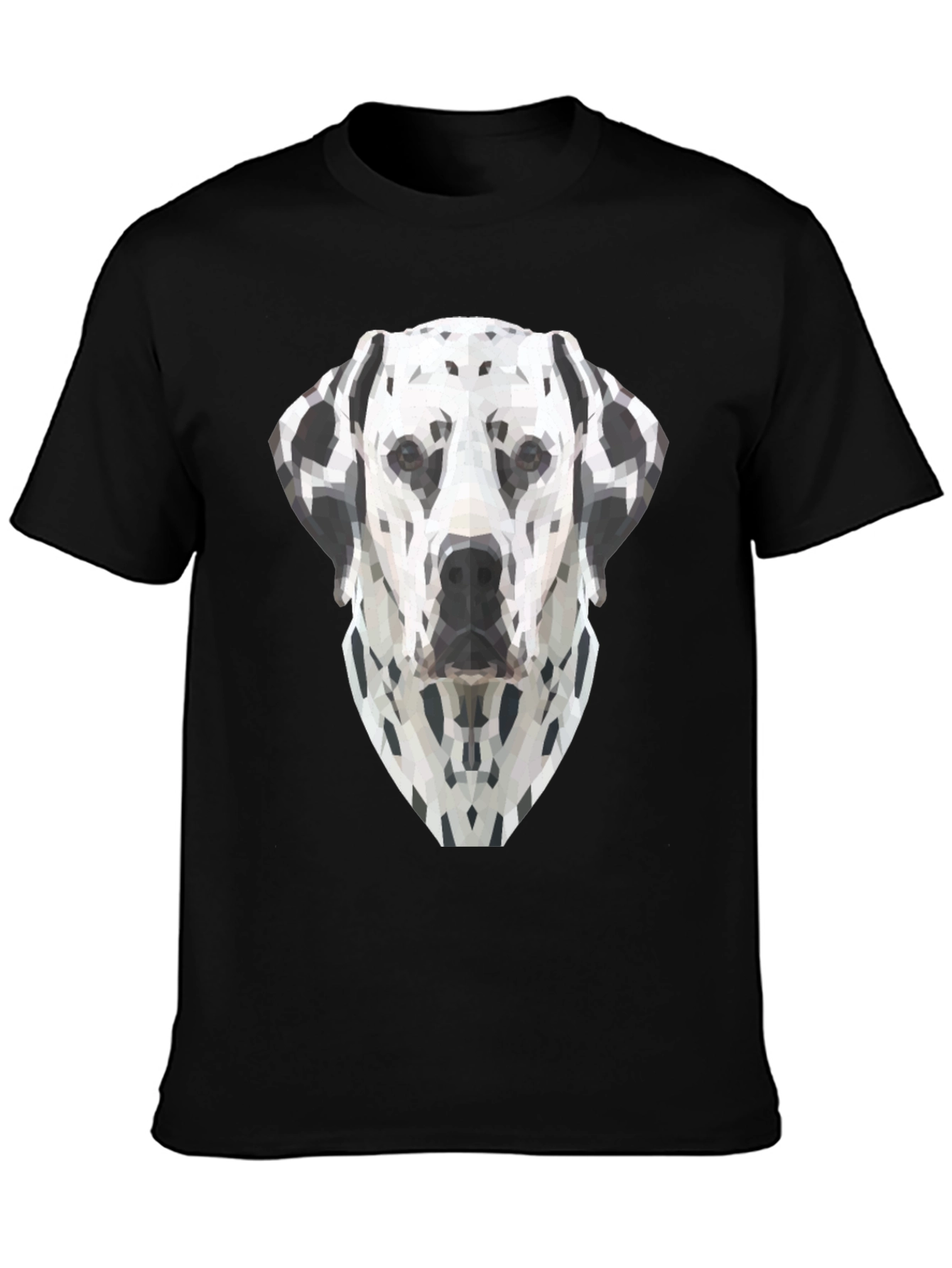 Geometric Dalmatian Dog Graphic Tee - Black
