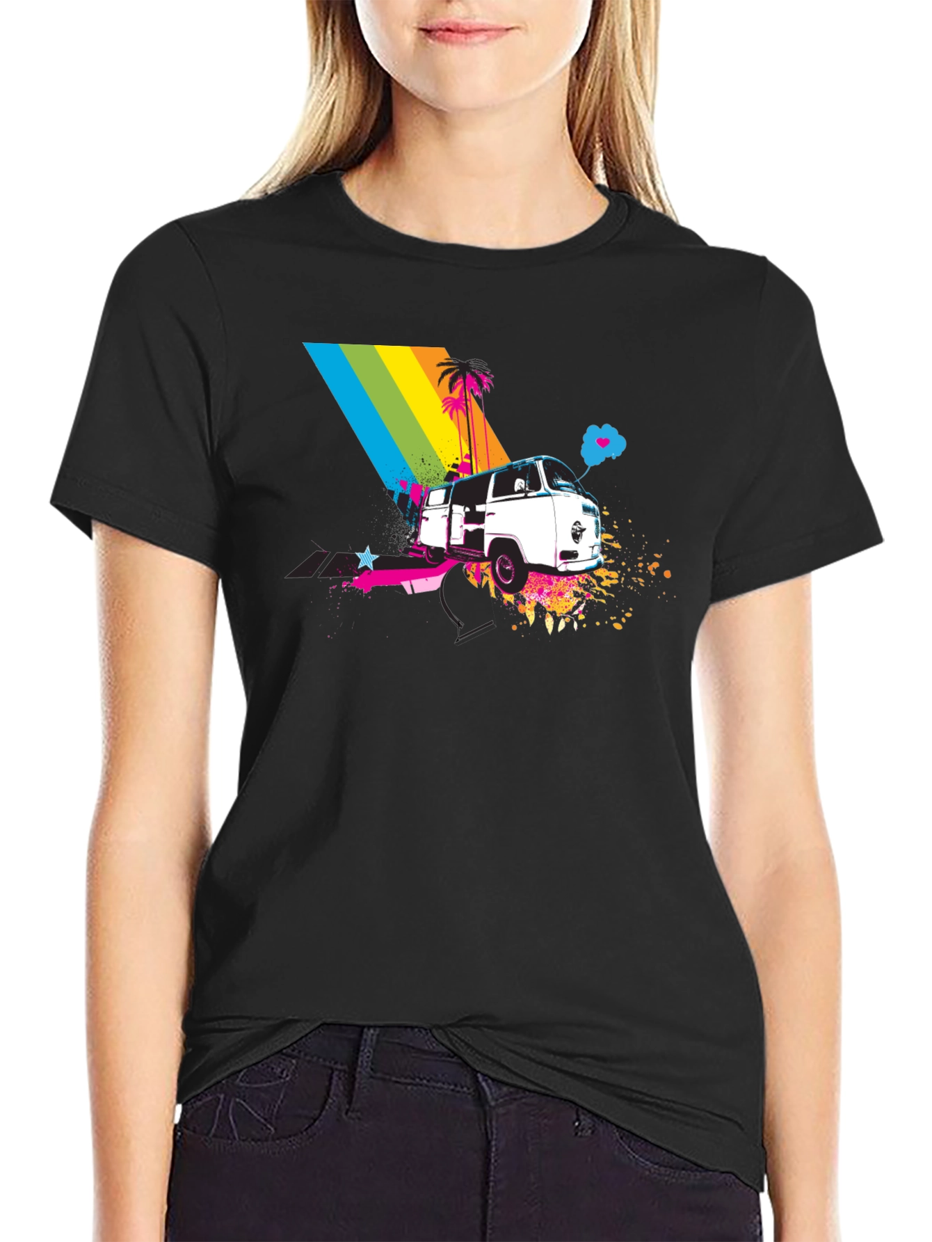 Retro Van T-Shirt - Rainbow Beach Design