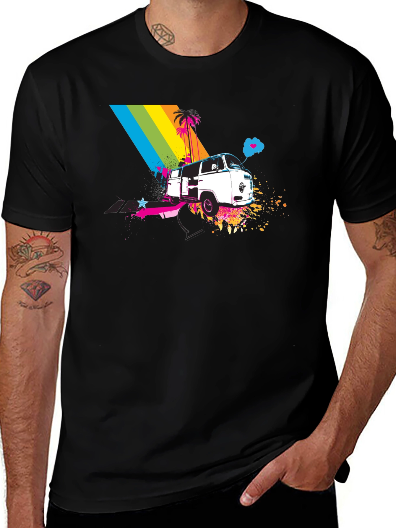 Retro Van T-Shirt - Rainbow Beach Design
