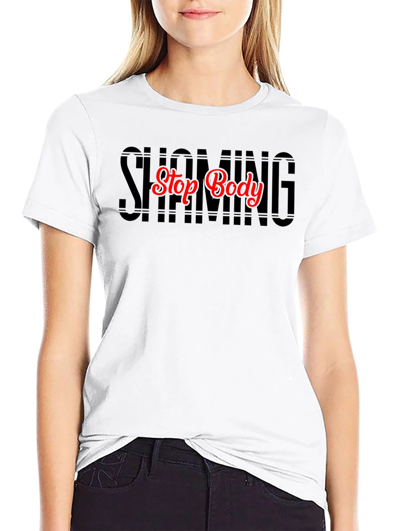 Stop Body Shaming Graphic Tee - Black