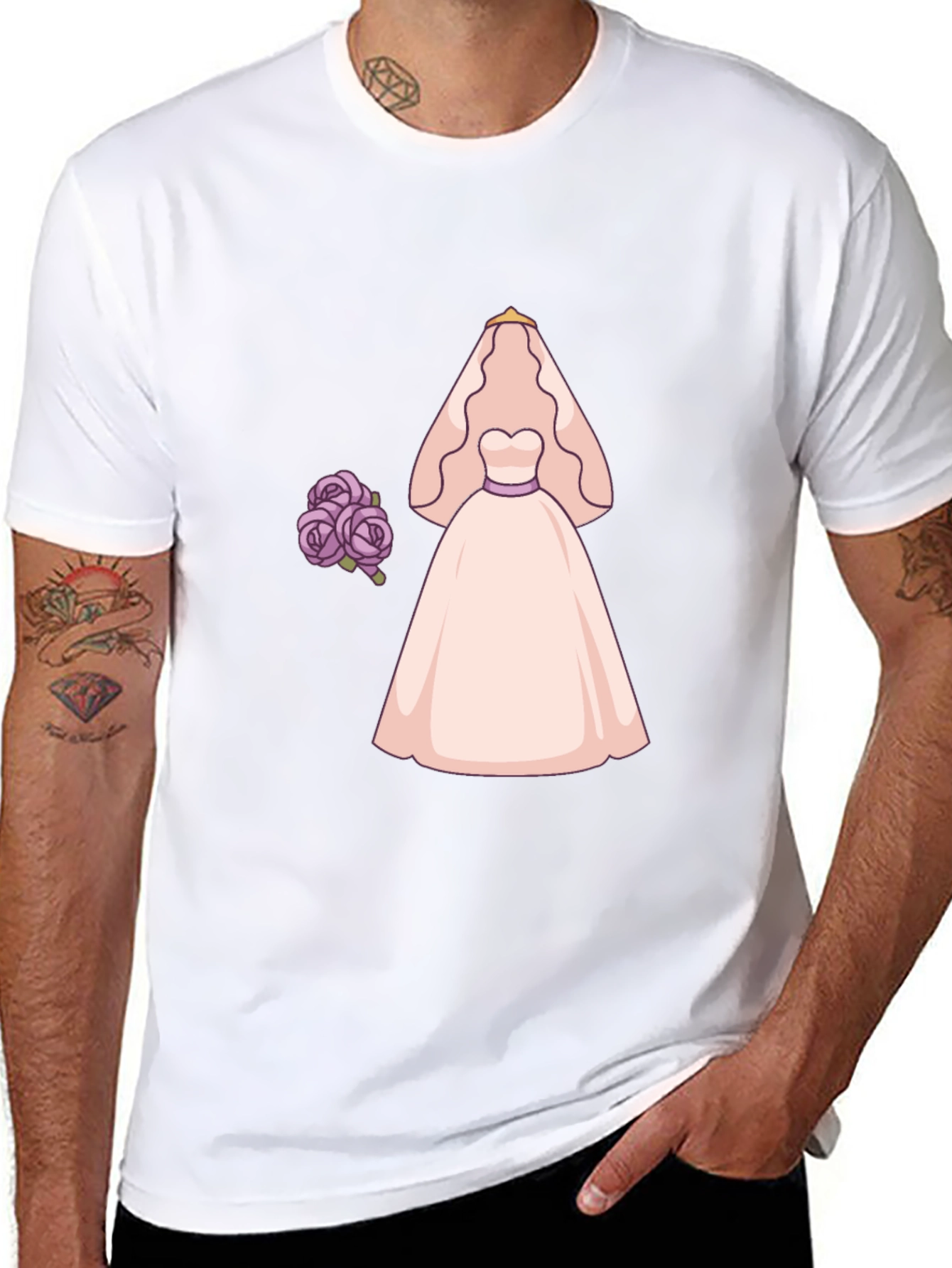 Bride to Be T-Shirt - Wedding Dress & Flowers
