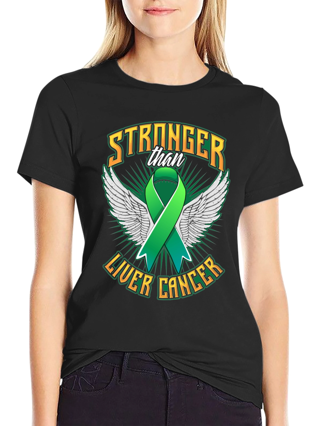 Stronger Than Liver Cancer Ribbon T-Shirt