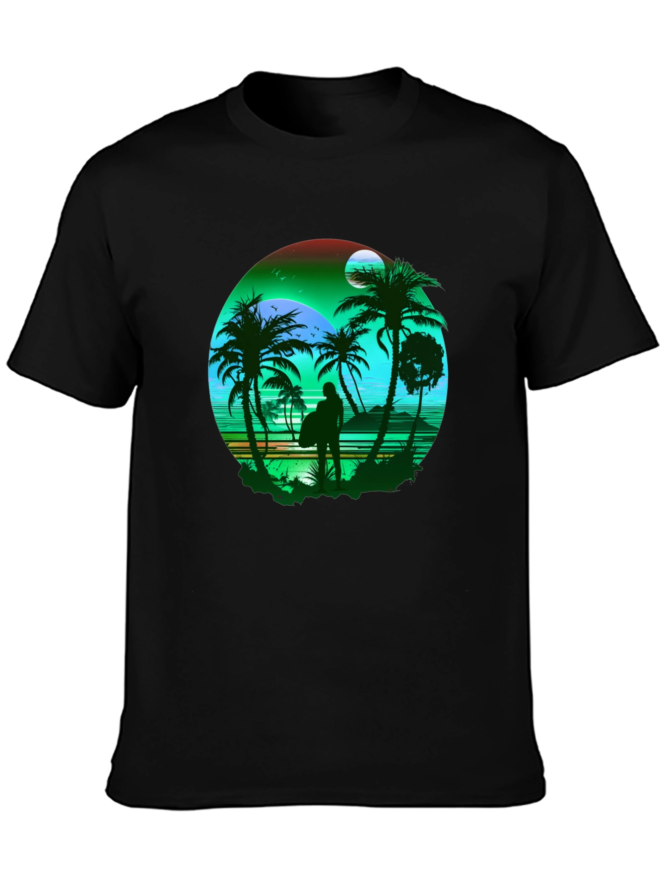 Tropical Beach Surfer Graphic Tee