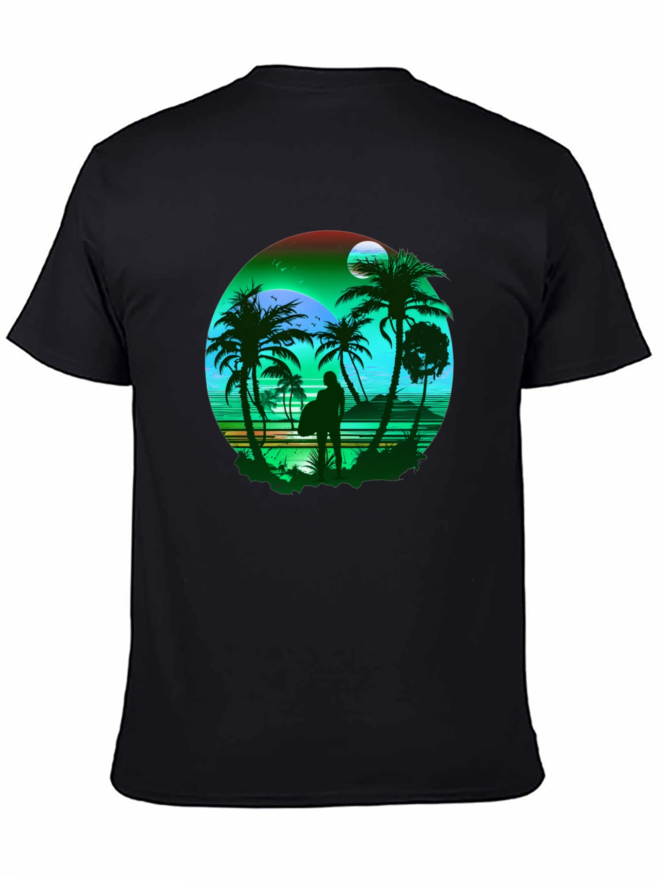Tropical Beach Surfer Graphic Tee