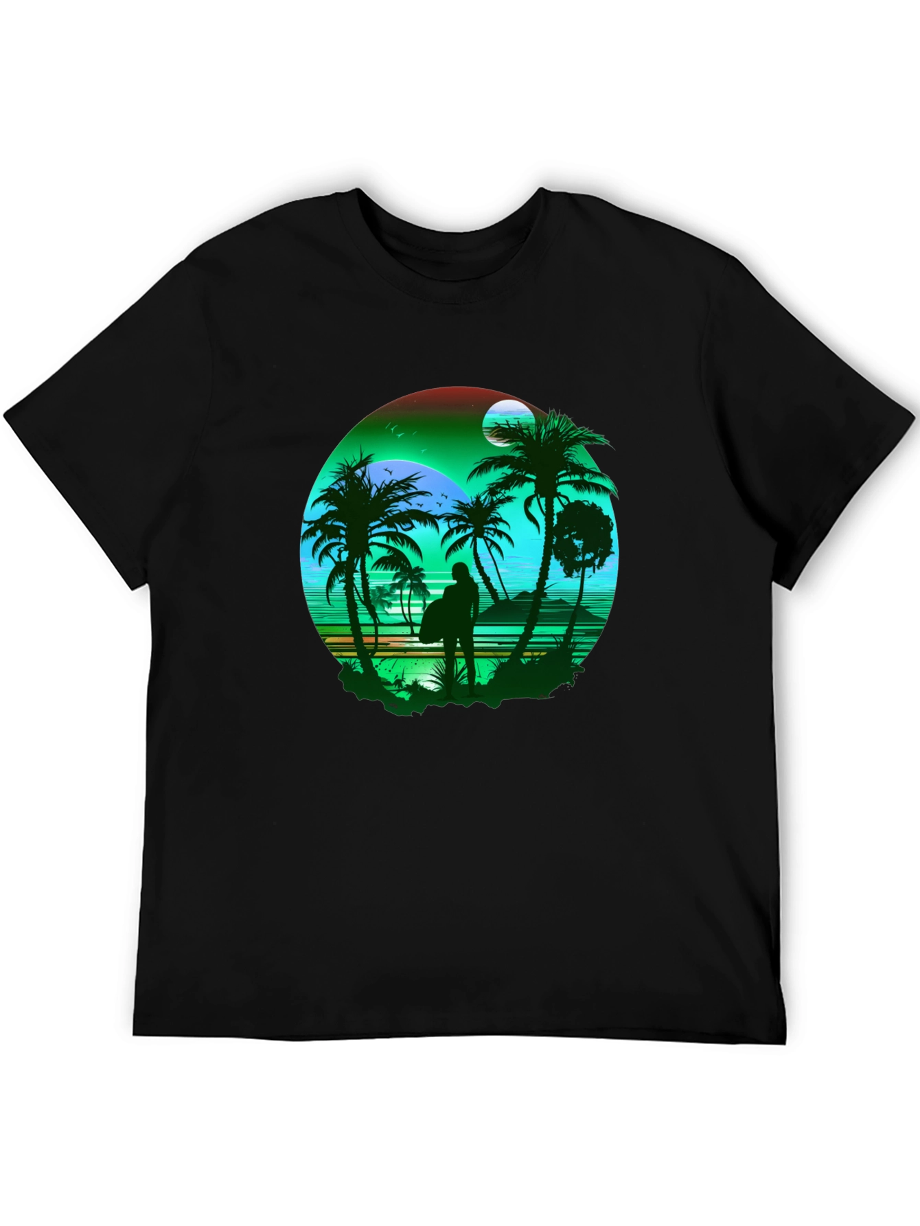 Tropical Beach Surfer Graphic Tee