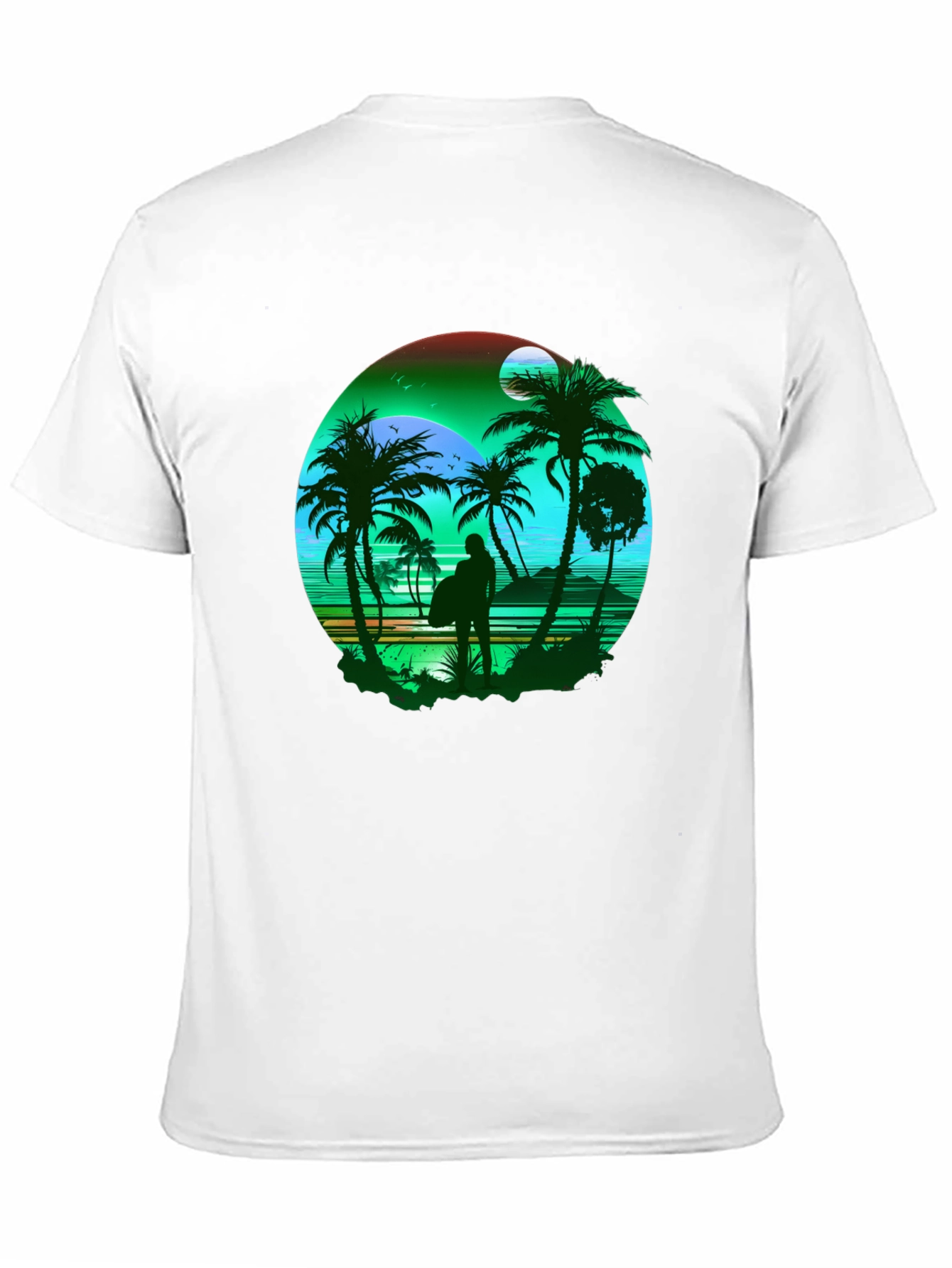 Tropical Beach Surfer Graphic Tee