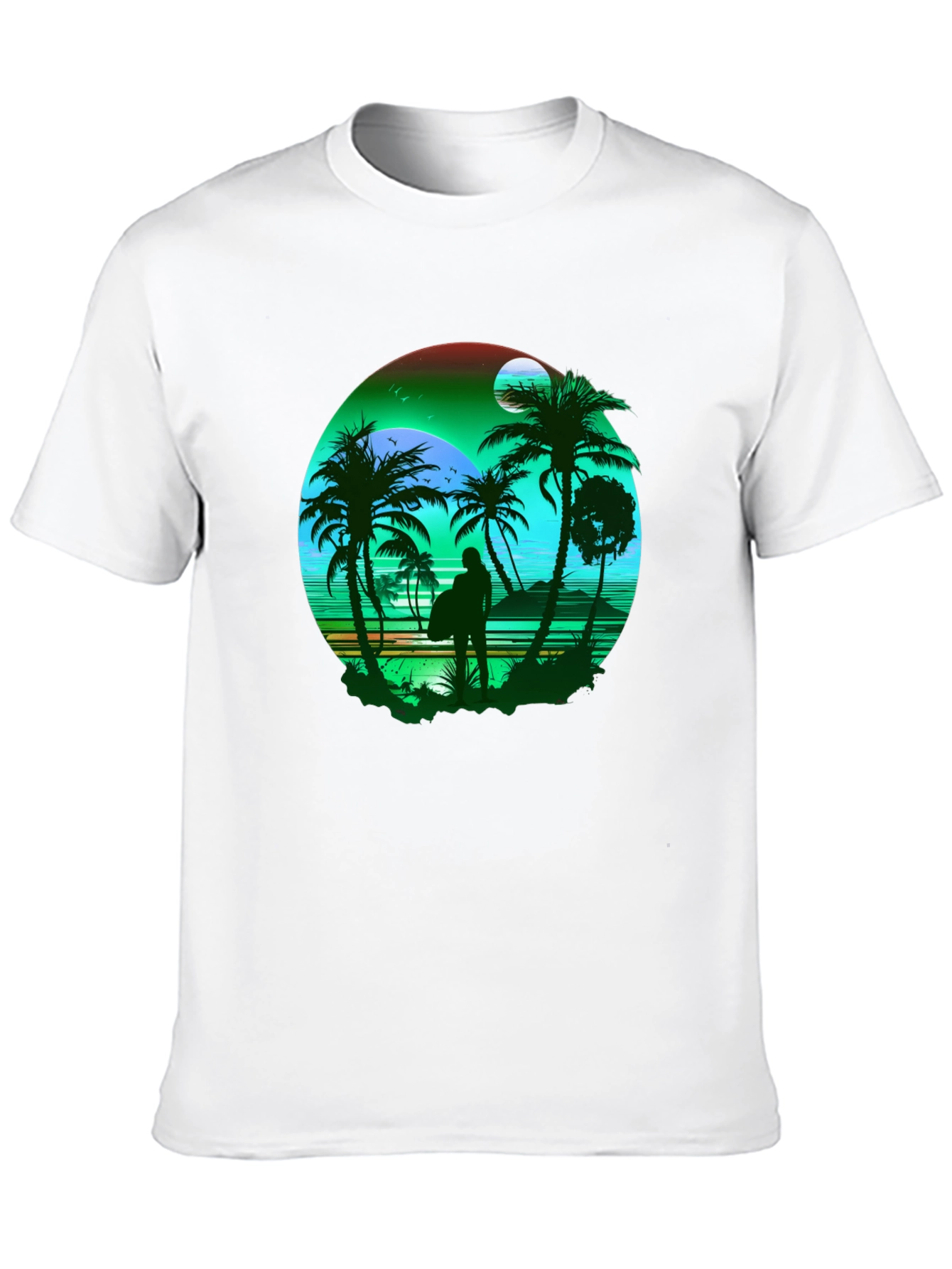 Tropical Beach Surfer Graphic Tee