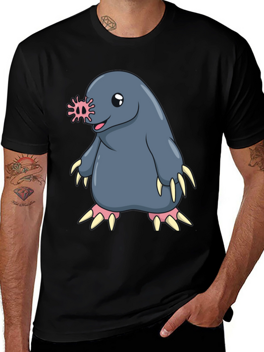 Funny Mole Cartoon Black T-Shirt
