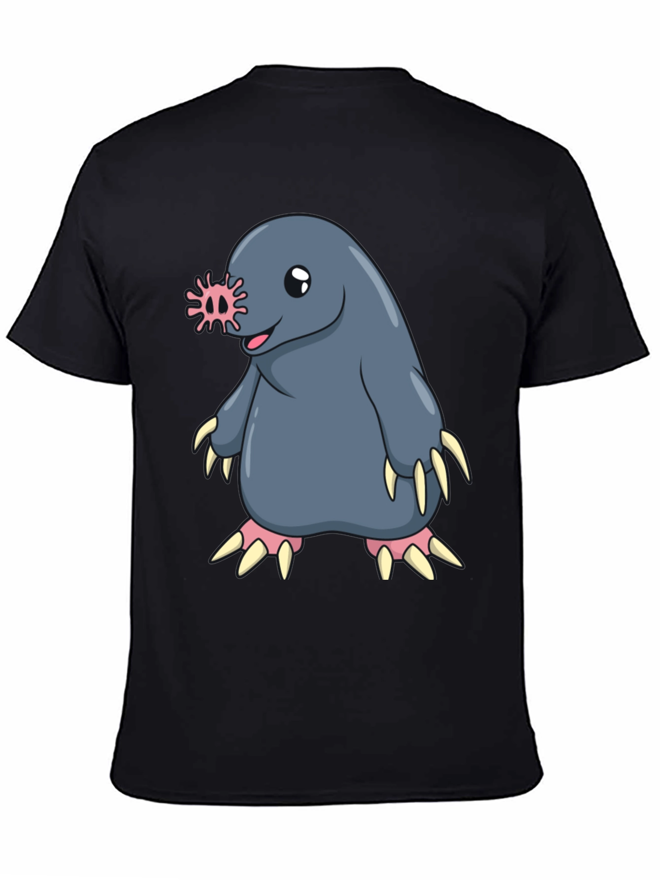 Funny Mole Cartoon Black T-Shirt