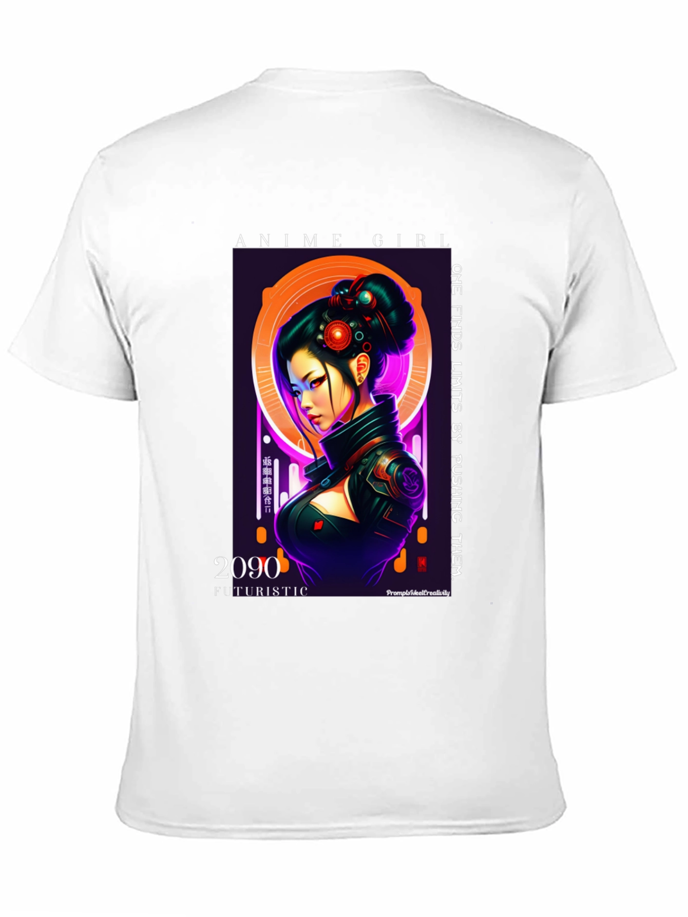 Anime Girl Futuristic 2090 Black T-Shirt
