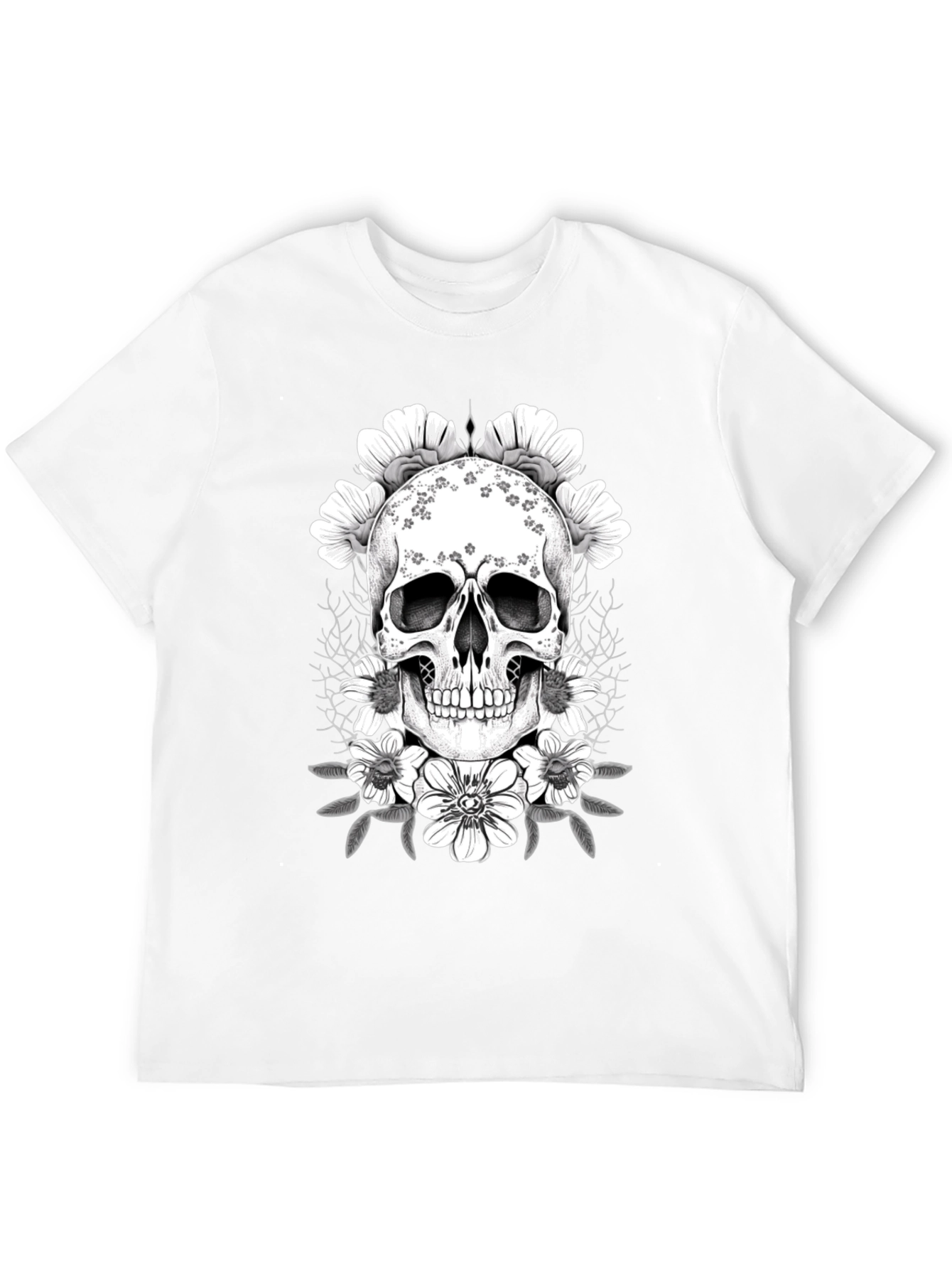 Floral Skull Graphic T-Shirt - Dark Aesthetic Tee