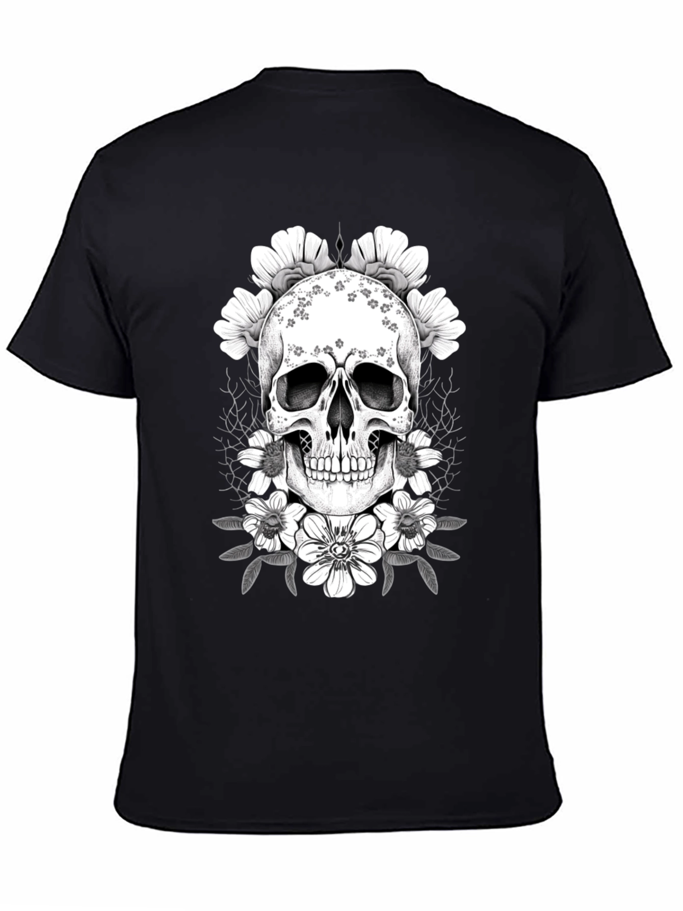 Floral Skull Graphic T-Shirt - Dark Aesthetic Tee