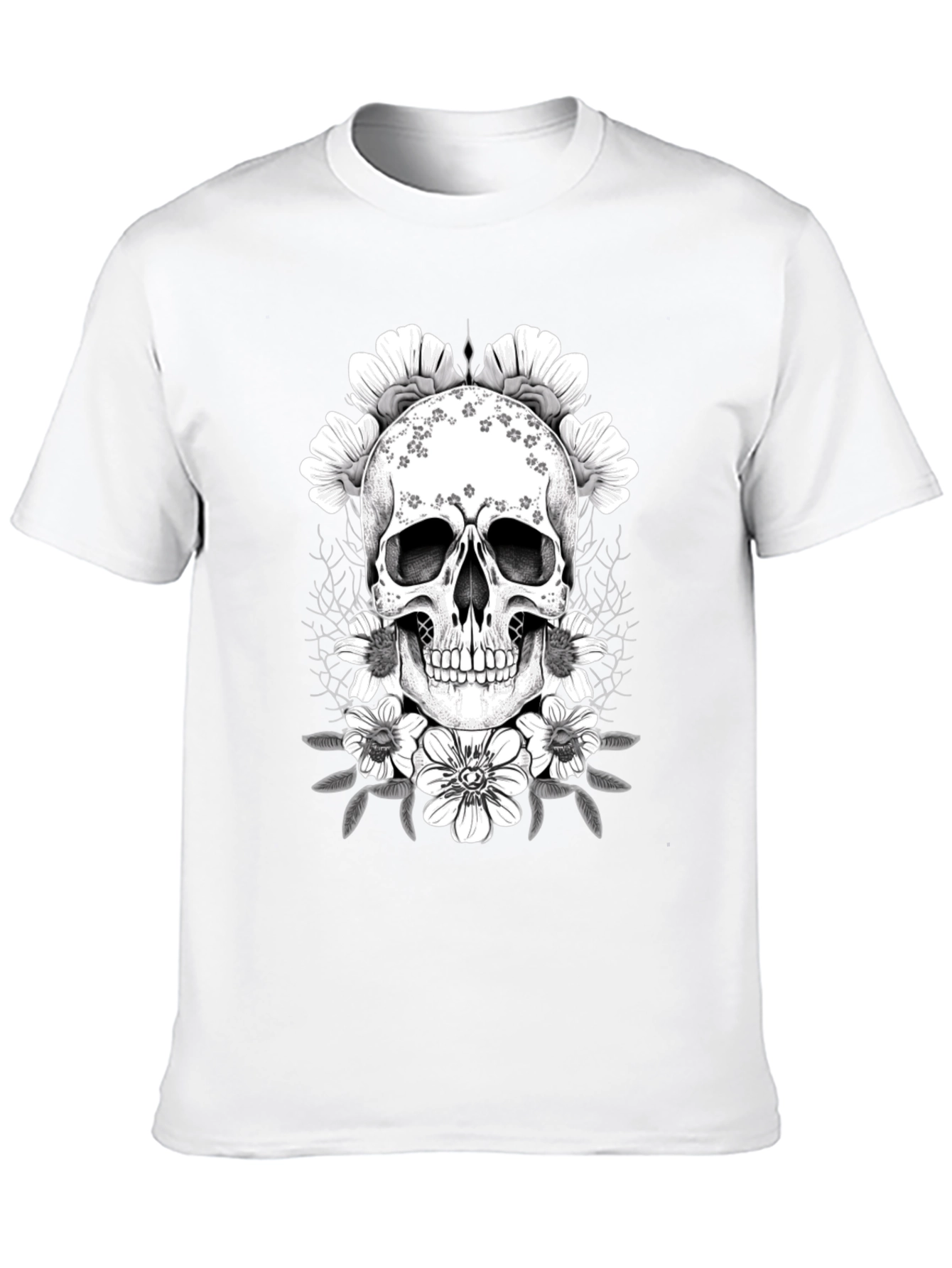 Floral Skull Graphic T-Shirt - Dark Aesthetic Tee