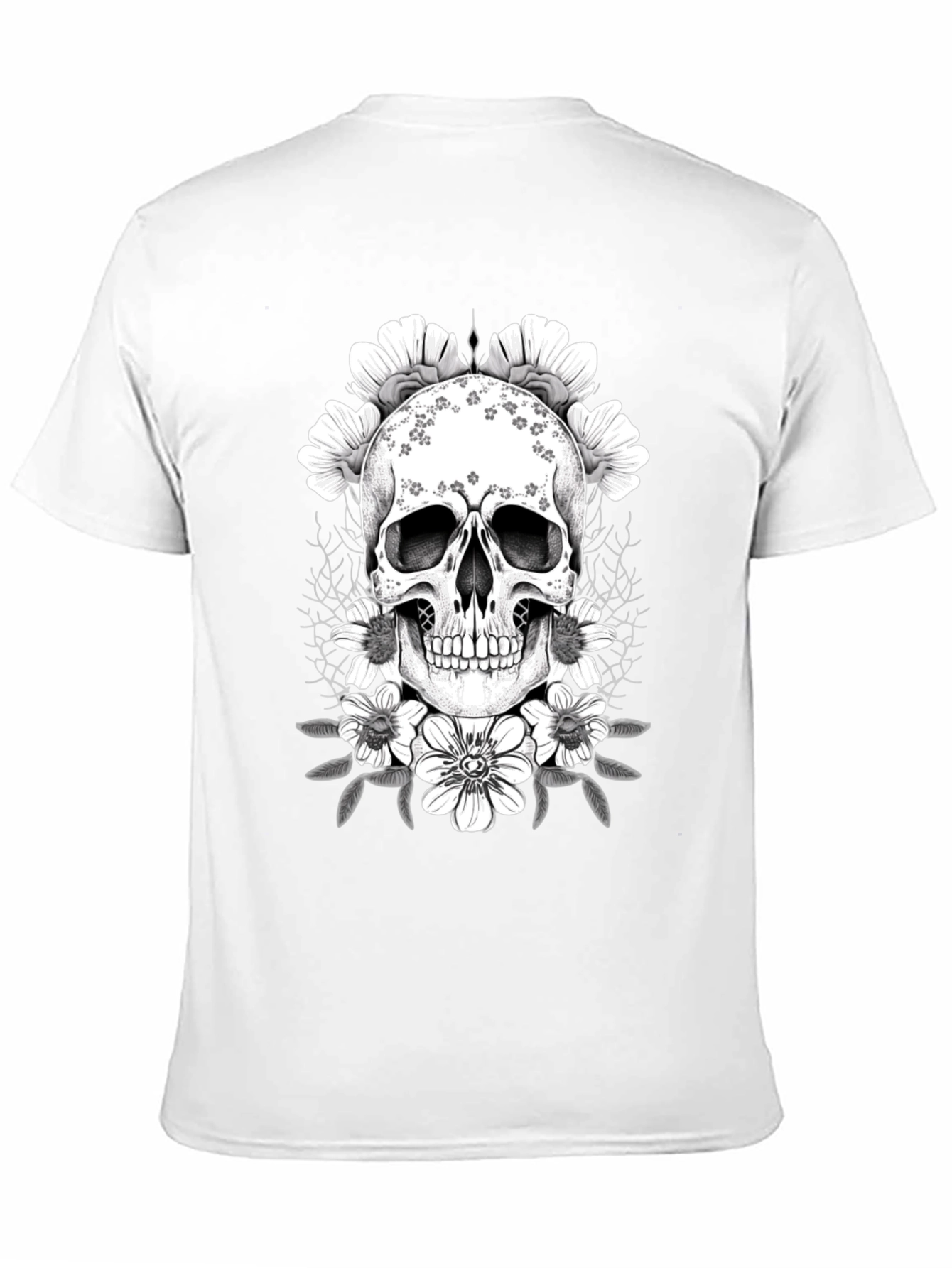 Floral Skull Graphic T-Shirt - Dark Aesthetic Tee