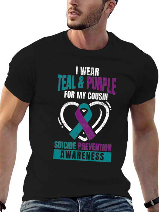 Suicide Prevention Awareness T-Shirt - Teal & Purple Cousin Support