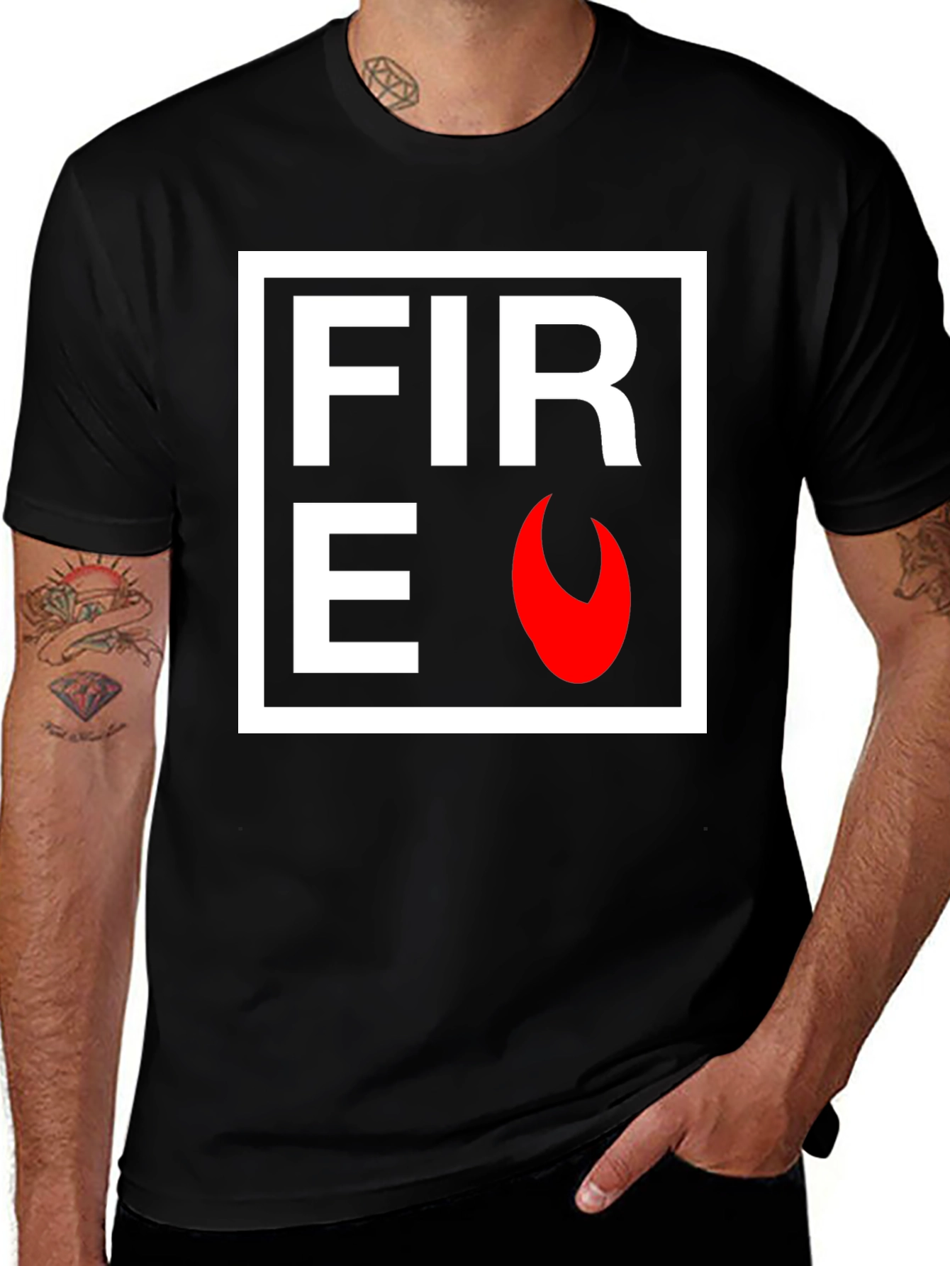 Fire Graphic Black T-Shirt - Bold Statement Tee