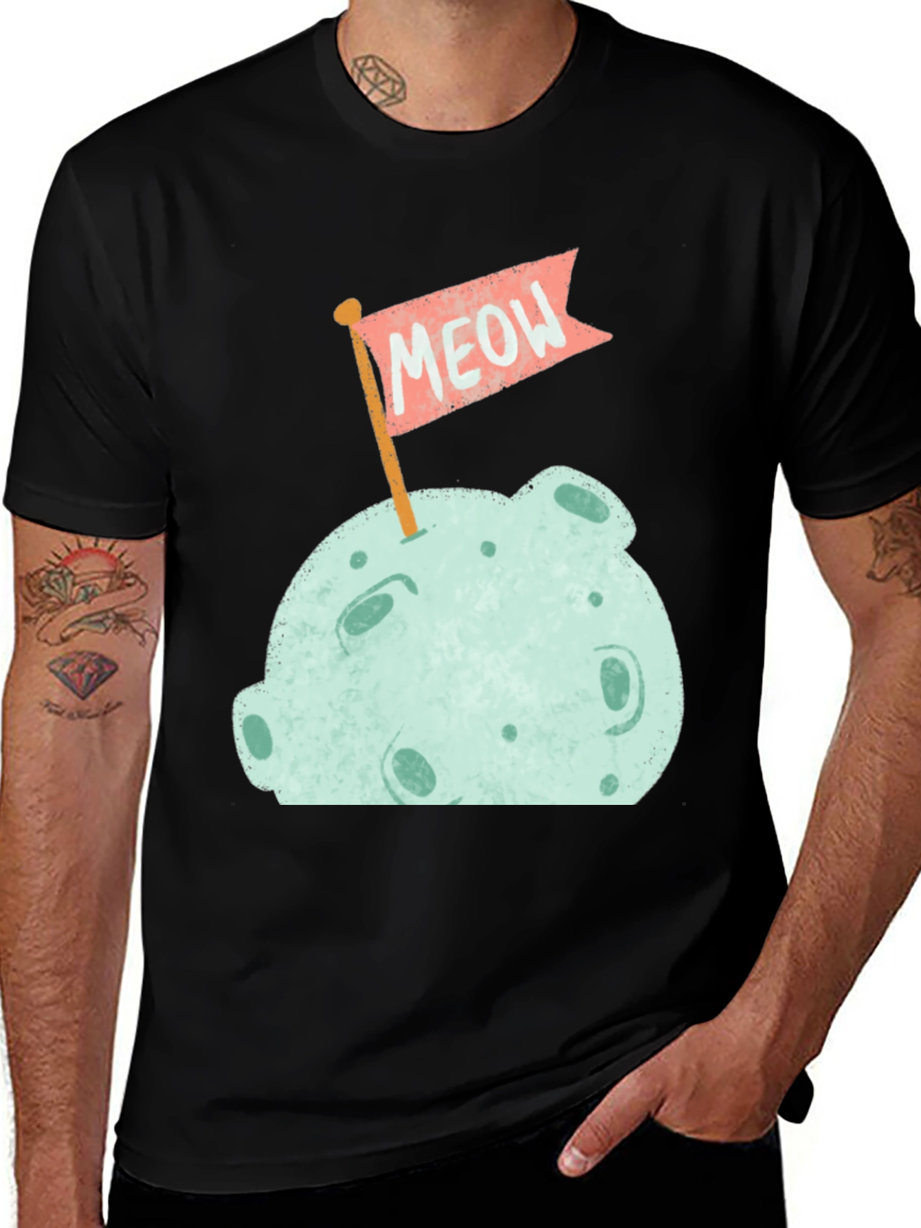 Meow Moon Black T-Shirt