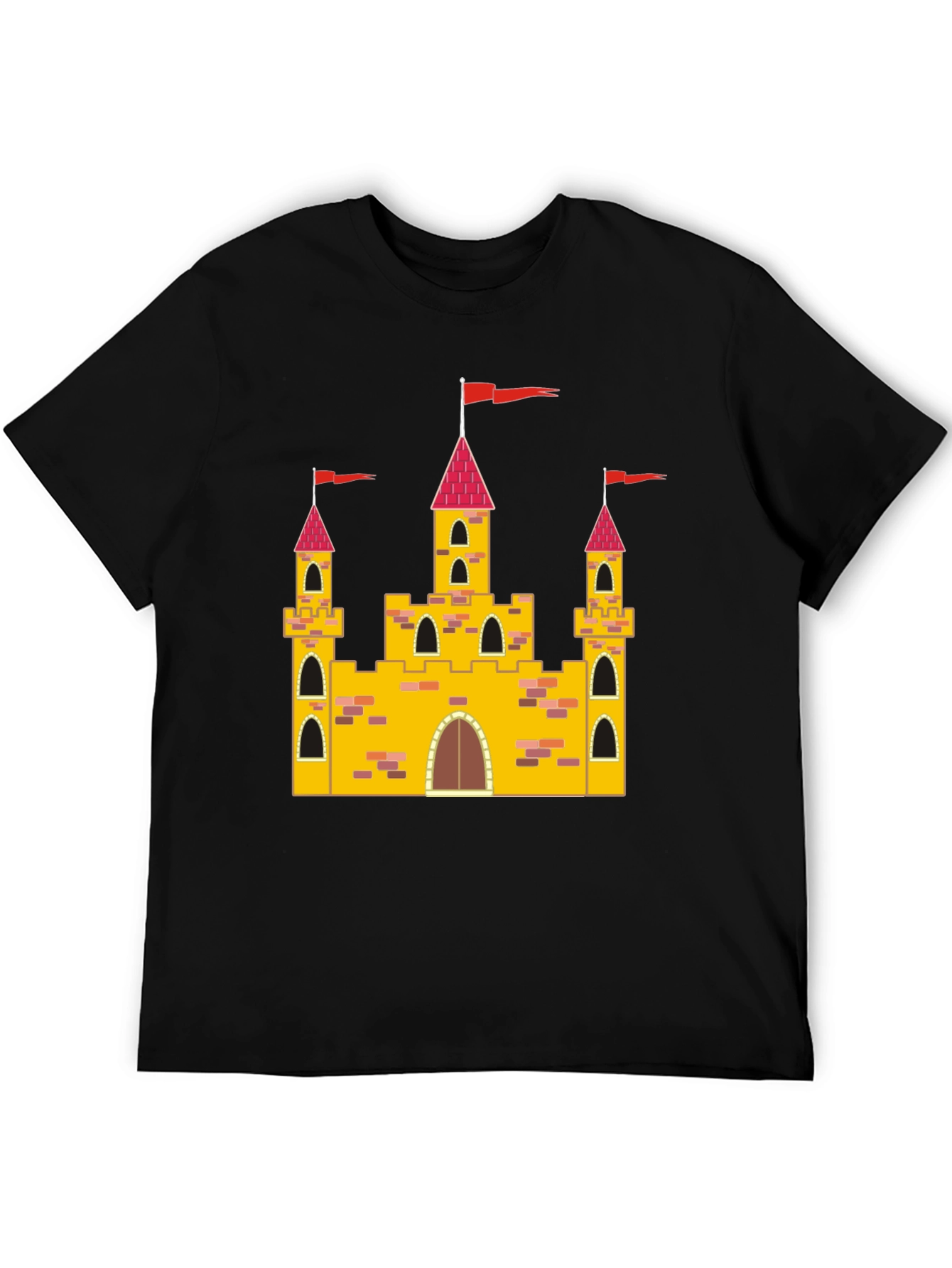 Castle Graphic Tee - Whimsical Design Black T-Shirt