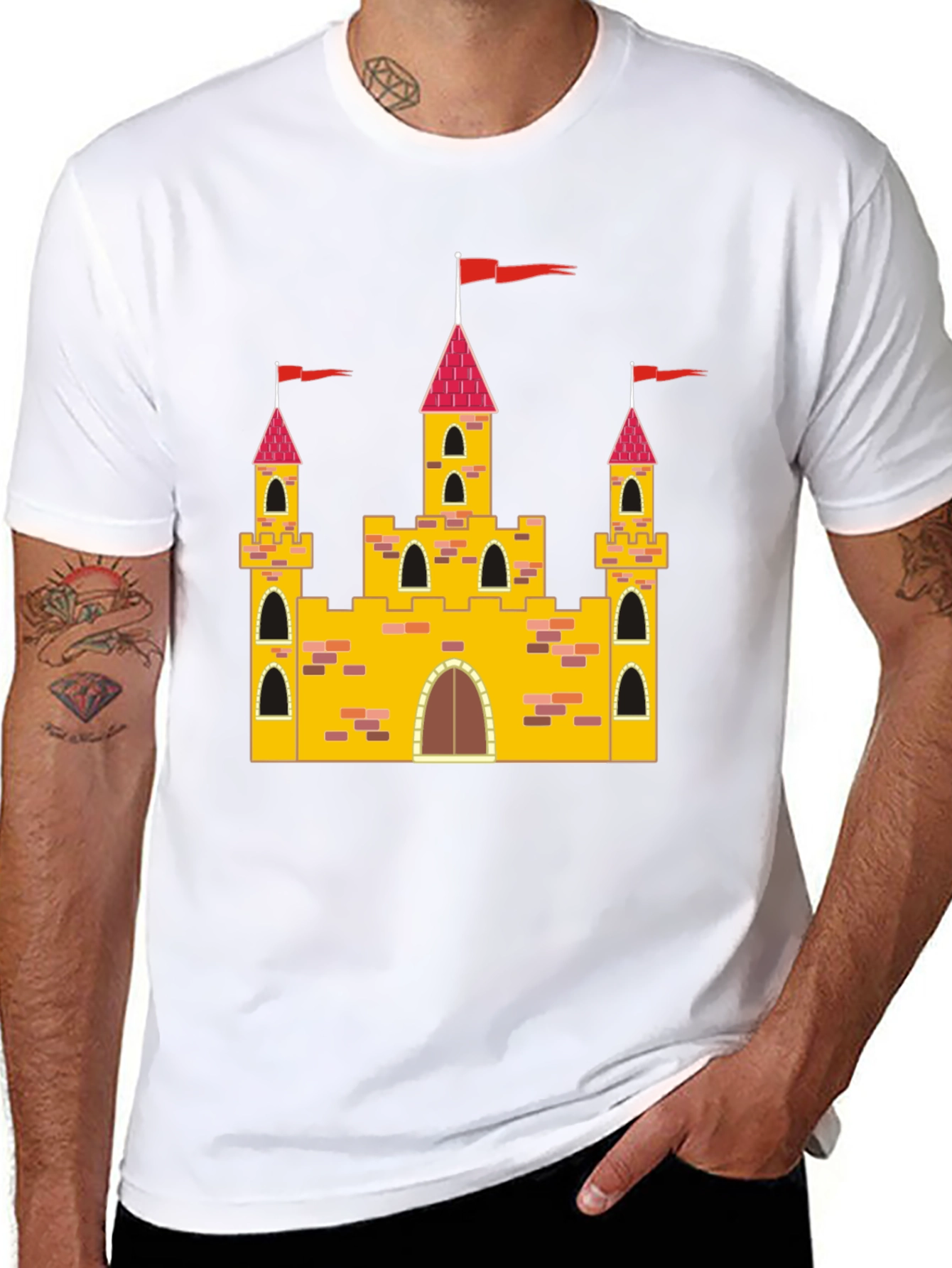 Castle Graphic Tee - Whimsical Design Black T-Shirt