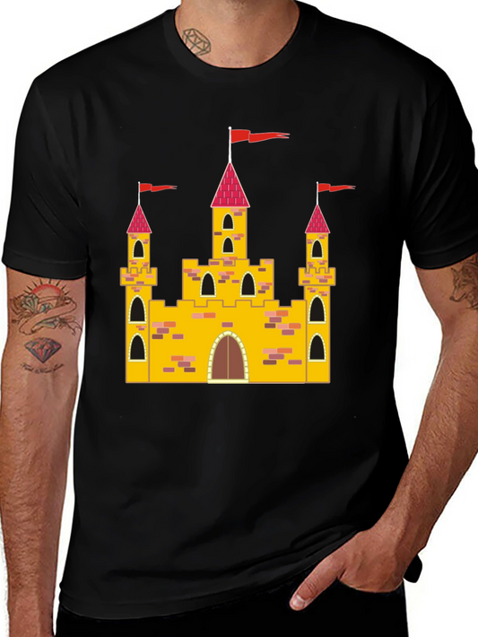 Castle Graphic Tee - Whimsical Design Black T-Shirt