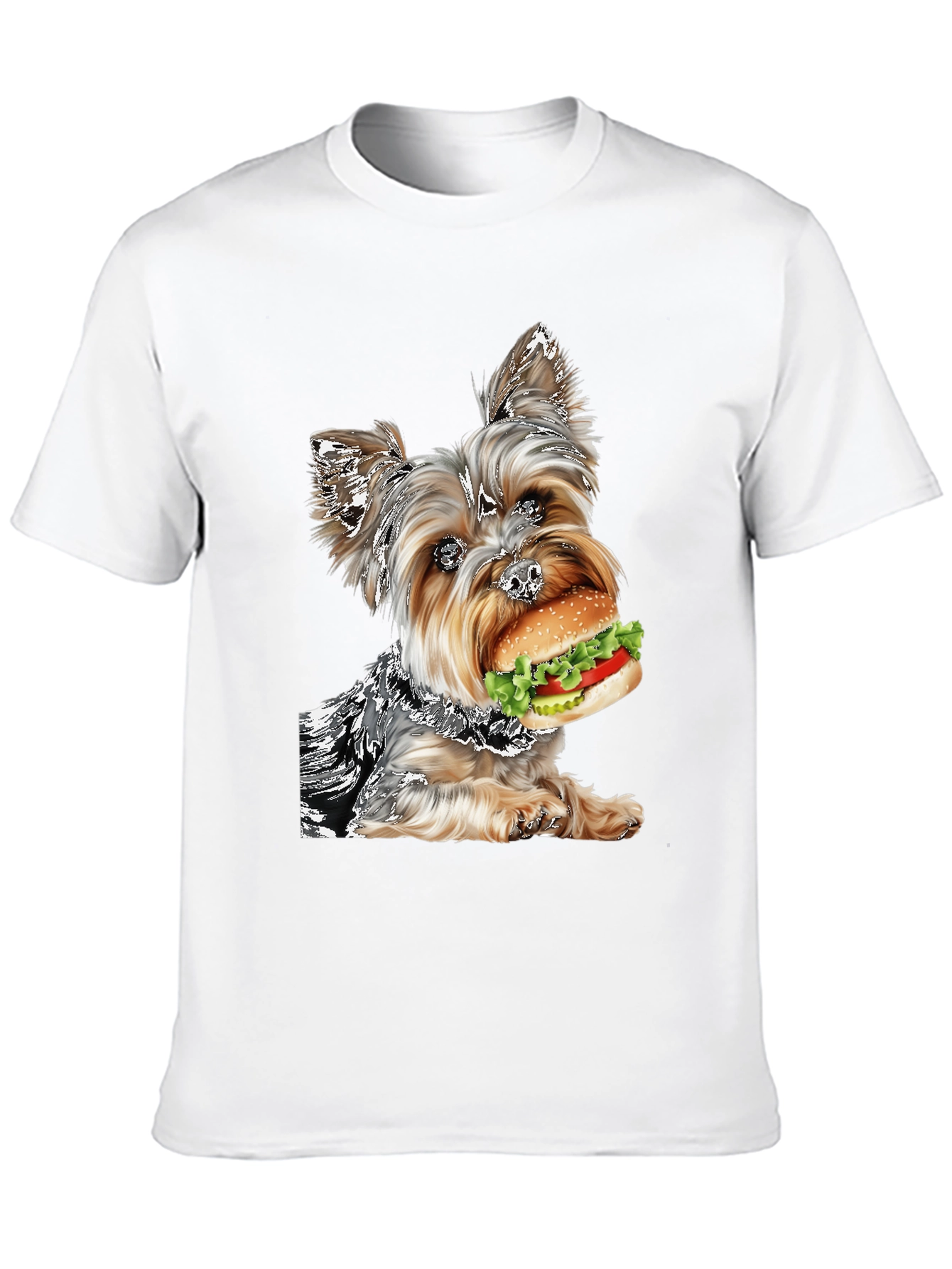 Yorkie Dog Burger T-Shirt Funny Pet Lover Tee