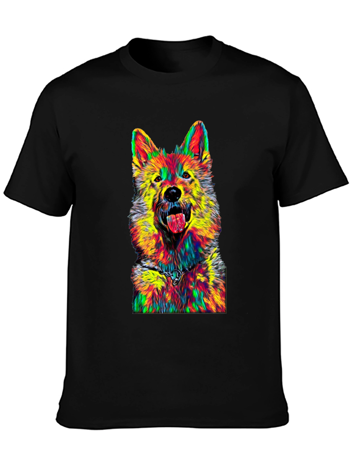 Rainbow Dog Graphic Tee - Unisex Black T-Shirt