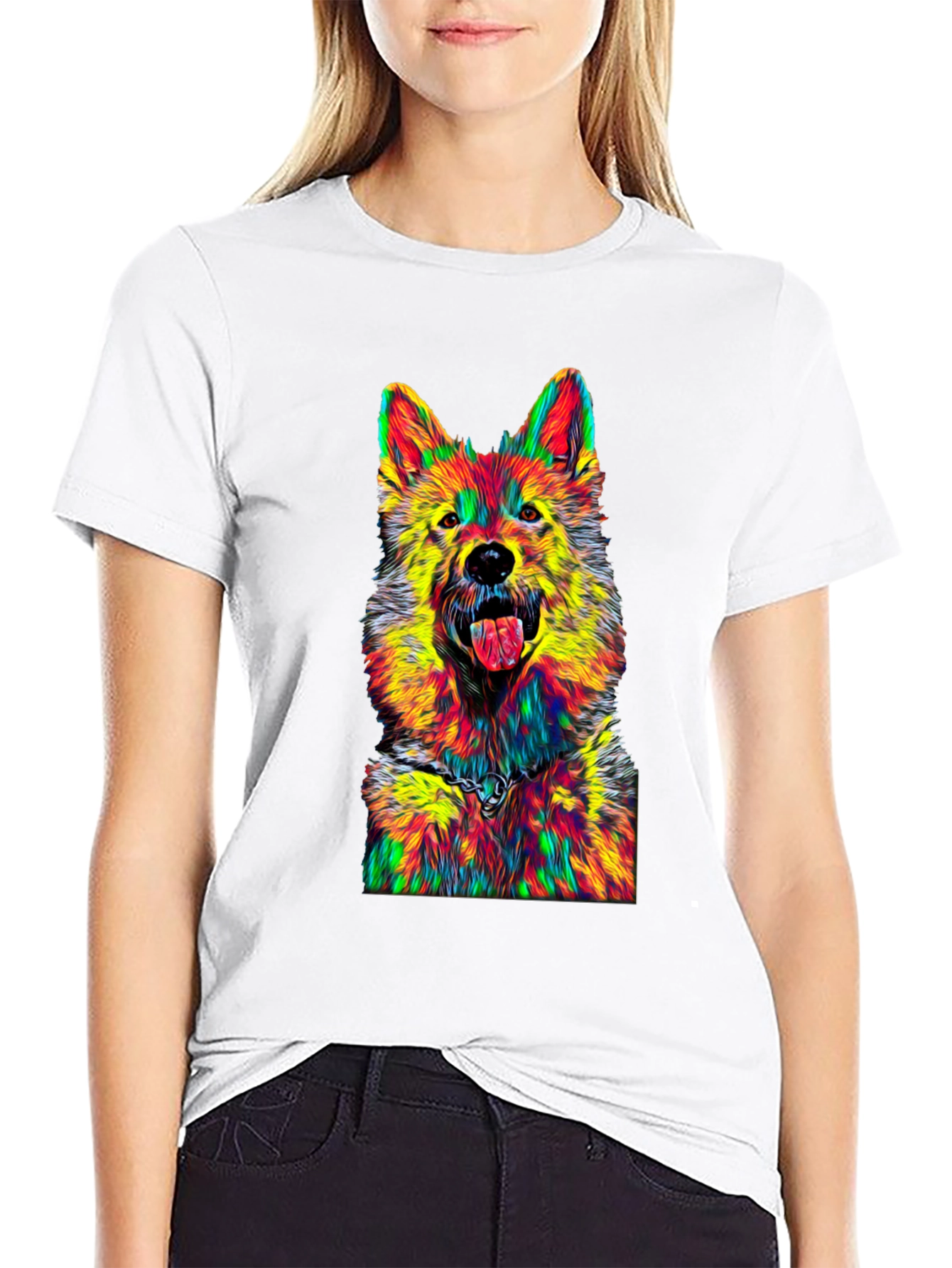 Rainbow Dog Graphic Tee - Unisex Black T-Shirt
