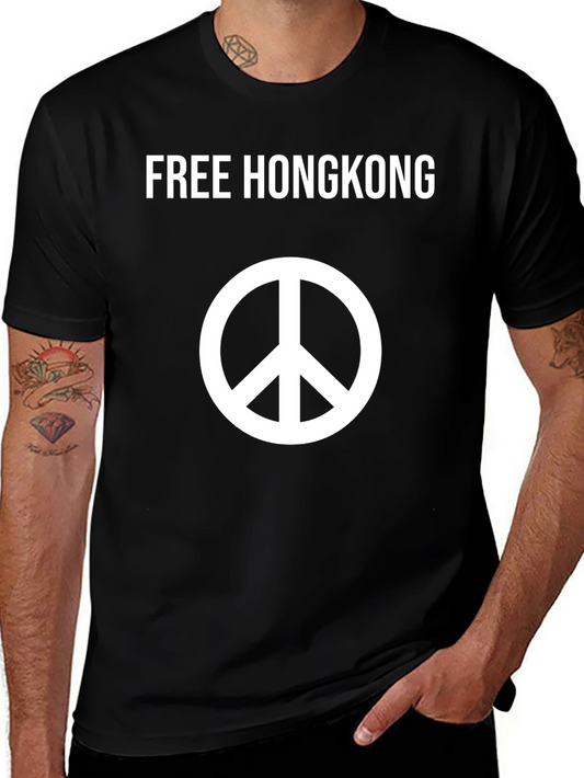 Free Hongkong Peace Symbol Black T-Shirt