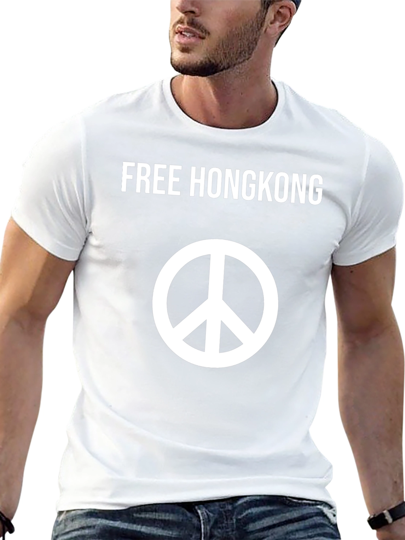 Free Hongkong Peace Symbol Black T-Shirt