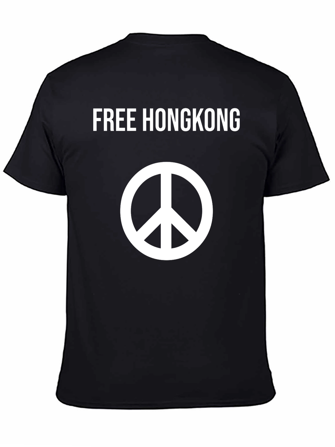 Free Hongkong Peace Symbol Black T-Shirt