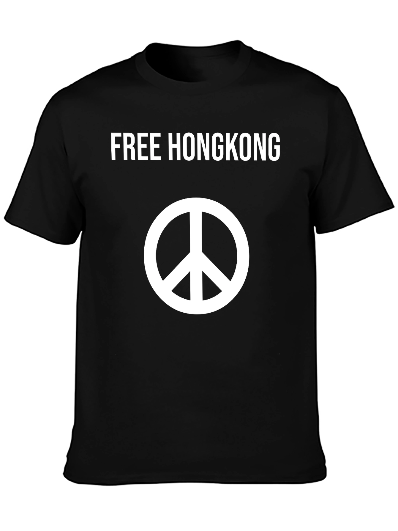 Free Hongkong Peace Symbol Black T-Shirt