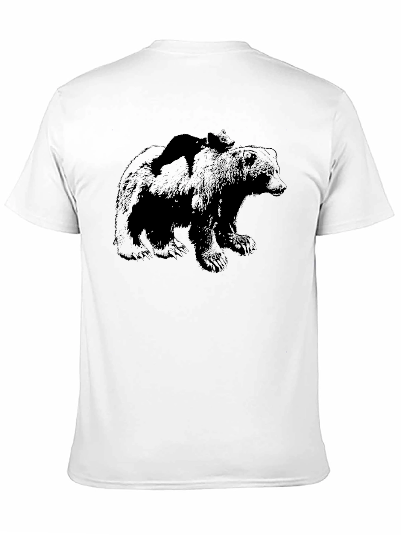 Bear & Cub Graphic Tee - Black Crewneck Shirt
