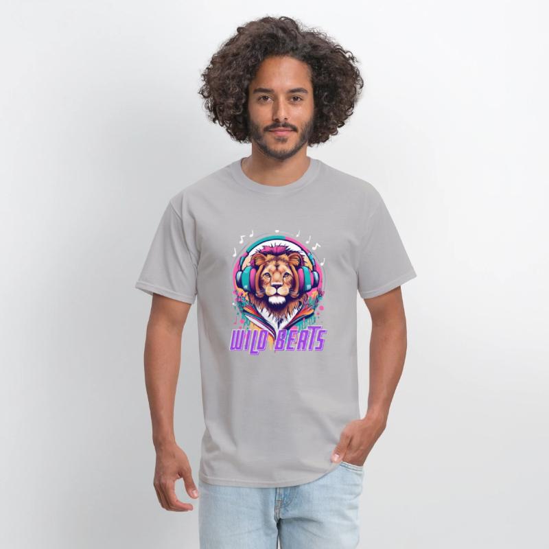 Lion face with headphones Wild Beats shirt