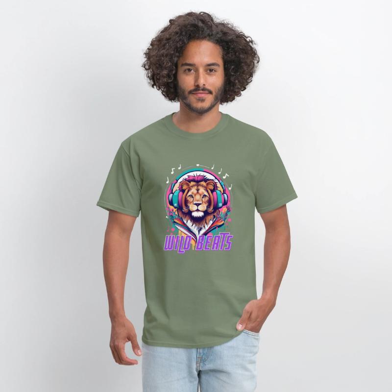 Lion face with headphones Wild Beats shirt