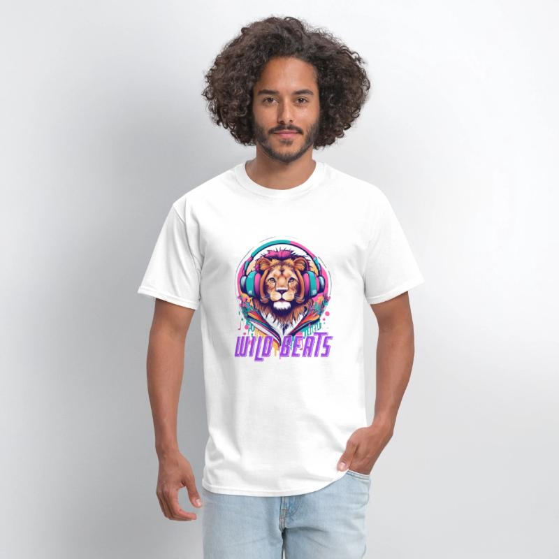 Lion face with headphones Wild Beats shirt