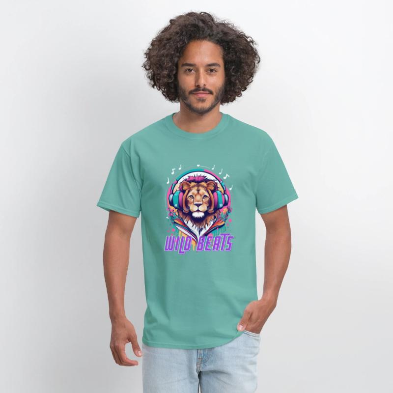 Lion face with headphones Wild Beats shirt