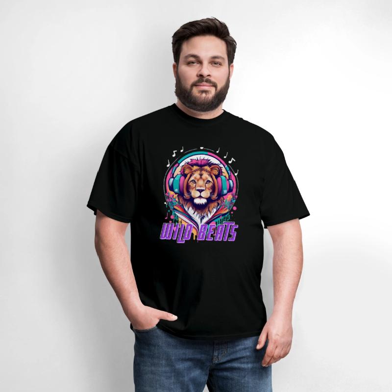Lion face with headphones Wild Beats shirt