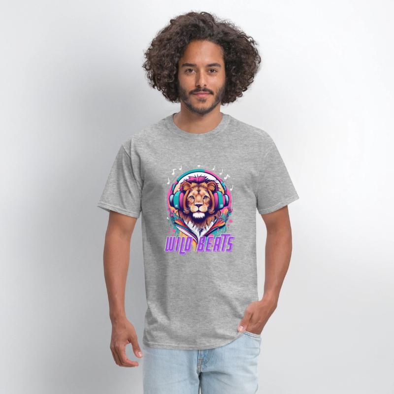 Lion face with headphones Wild Beats shirt