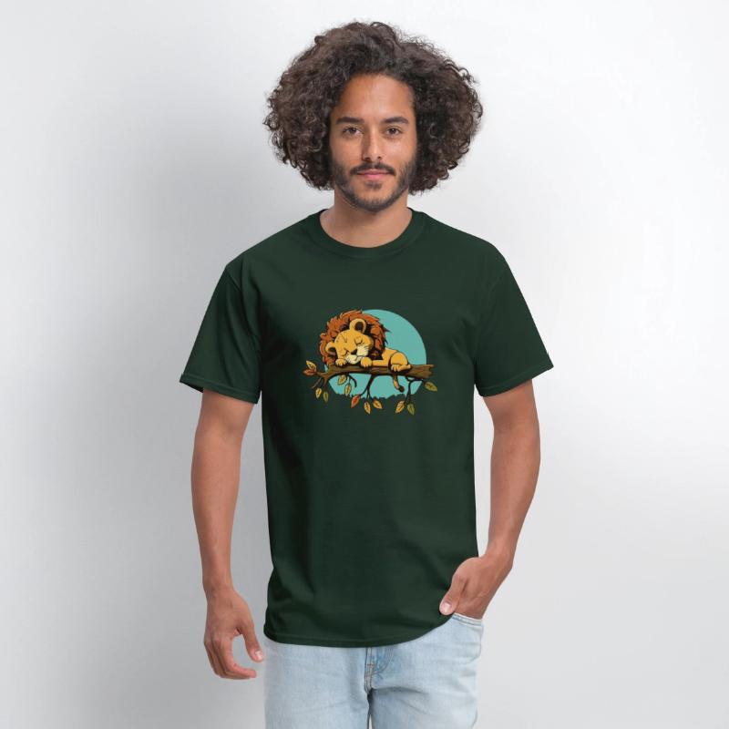 lion sleeping on branch sleep shirt animal baby