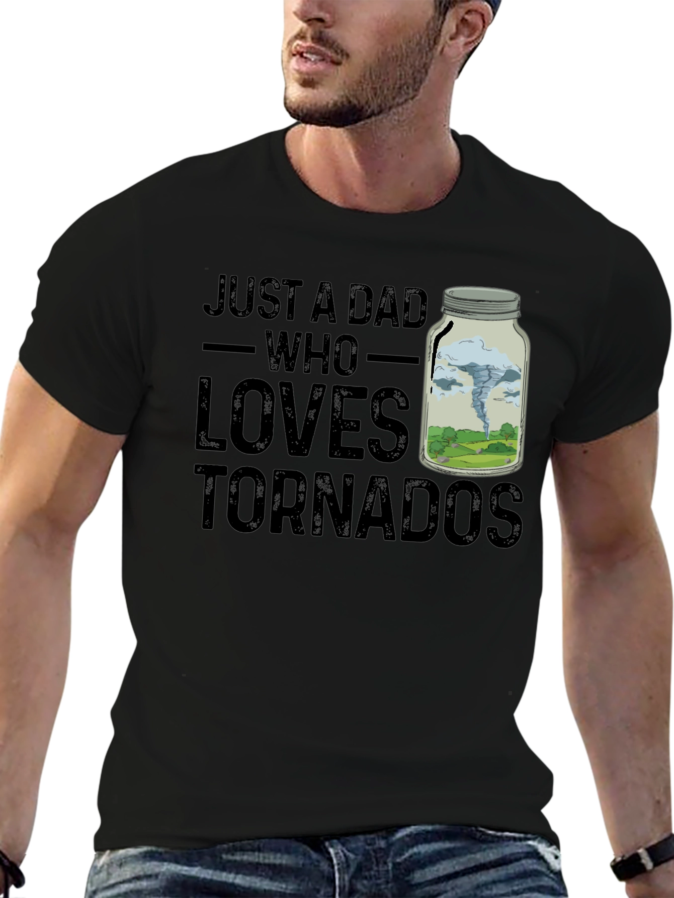 Just A Dad Who Loves Tornadoes Novelty T-Shirt