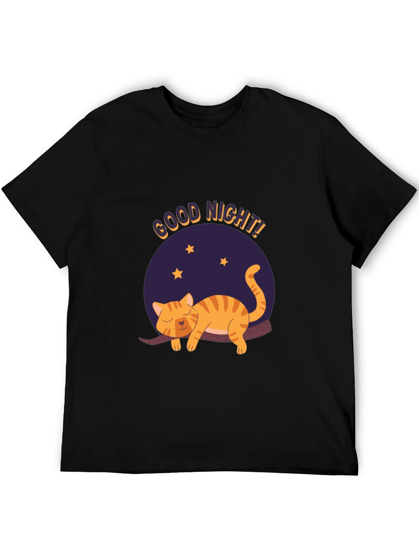 Good Night Cat Graphic T-Shirt - Black
