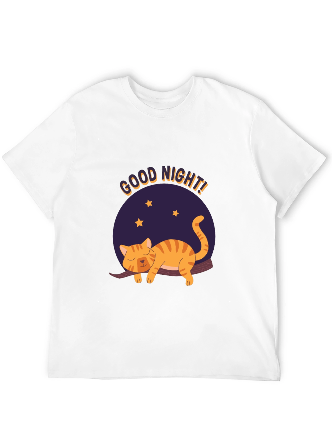 Good Night Cat Graphic T-Shirt - Black